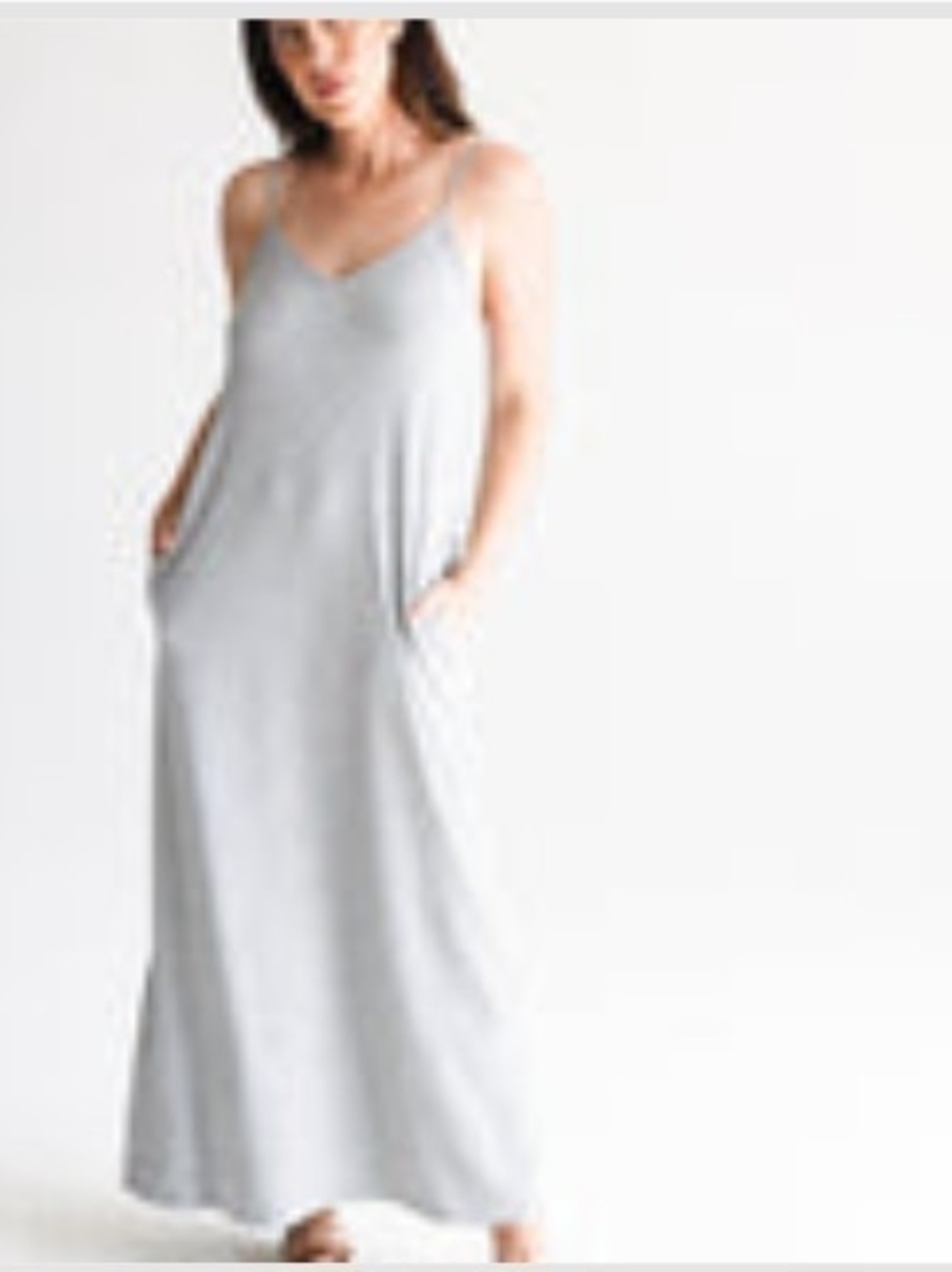CJ's Favorite Ribbed Spaghetti Dress in Heather Gray